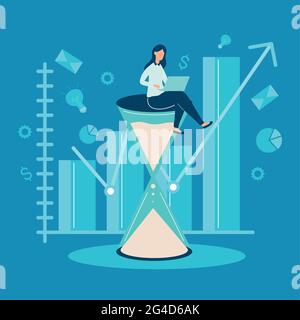 productive man working in laptop Stock Vector