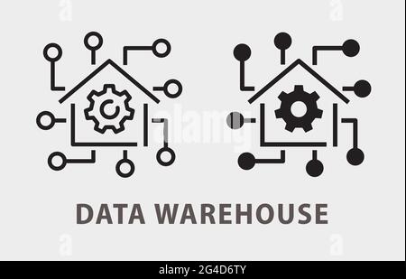 Data warehouse icon. Vector illustration isolated on white. Stock Vector