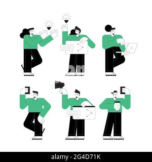 persons using technology online characters Stock Vector