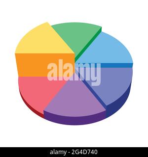 Abstract pie chart infographic elements. Rainbow spectral color 3D diagram. Suitable for business plan, education, advertising etc. Stock Vector