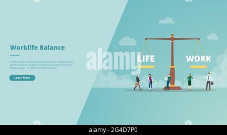 work life balance concept for website landing homepage template banner ...