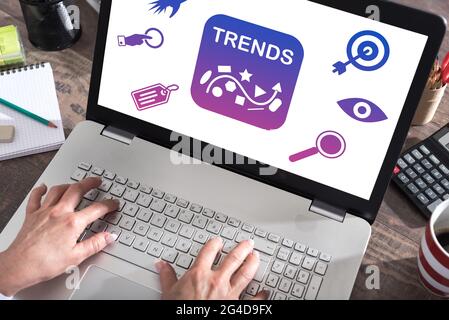 Trends concept shown on a laptop screen Stock Photo