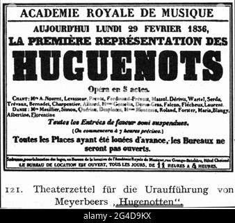 theatre / theater, opera, 'Les Huguenots', by Giacomo Meyerbeer, libretto: Eugene Scribe / Emile Deschamps, ARTIST'S COPYRIGHT HAS NOT TO BE CLEARED Stock Photo