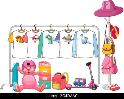 Isolated clothes on the rack display illustration Stock Vector