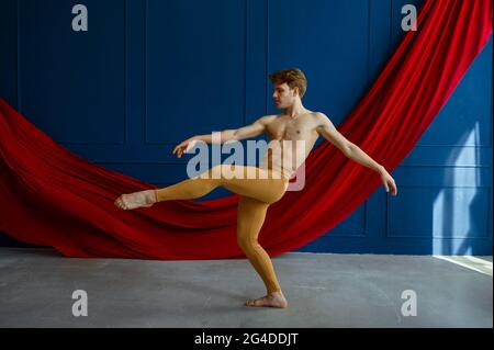 Male ballet dancer, training in dancing class Stock Photo