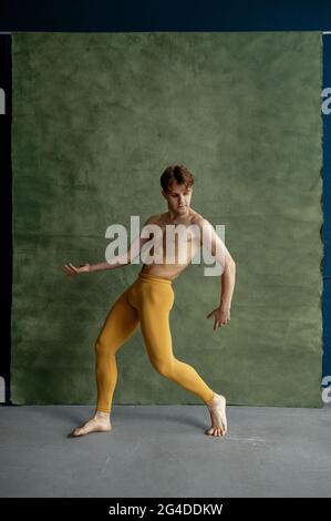 Male ballet dancer, training in dancing class Stock Photo