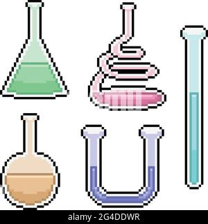 pixel art of science test tube Stock Vector