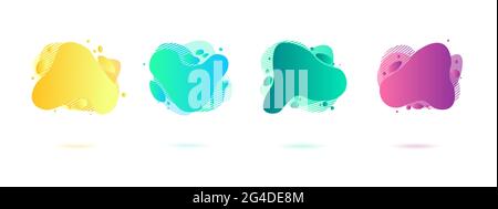 Abstract dynamic gradient graphic elements in modern style. Banners with flowing liquid shapes, amoeba forms. Vector illustration. Stock Vector