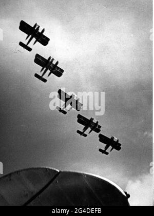 Nazism / National Socialism, military, Luftwaffe (German Air Force), a squadron seaplanes Heinkel He 59, in the air, late 1930s, EDITORIAL-USE-ONLY Stock Photo