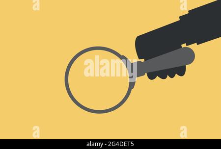 Hand holds Magnifying glass in search of employer. Stock vector Stock Vector