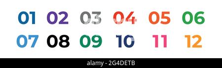 Numbers colourful isolated on white background. Isolated vector. Doodle vector illustration. Stock Vector