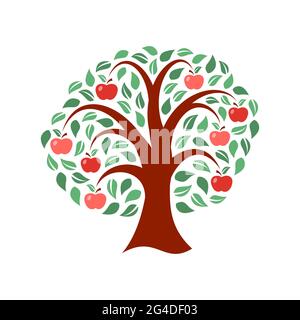 Apple tree on white background Stock Vector