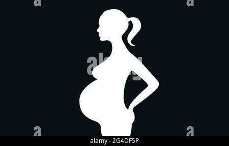 Pregnant woman silhouette isolated on white background. Stock vector Stock Vector