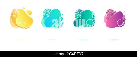 Abstract dynamic gradient graphic elements in modern style. Banners with flowing liquid shapes, amoeba forms. Vector illustration. Stock Vector