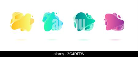 Abstract dynamic gradient graphic elements in modern style. Banners with flowing liquid shapes, amoeba forms. Vector illustration. Stock Vector
