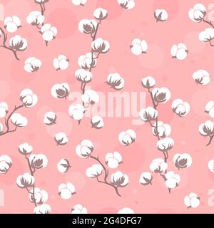 Seamless pattern with cotton flowers. Cotton Ball.Stock Vector illustration for wallpapers, web page backgrounds, surface textures, textile.Scandinavi Stock Vector
