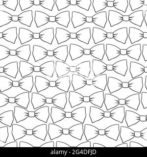 Seamless pattern with black and white bows on a white background. Stock vector illustration.Scandinavian style.Wallpaper, fabric, packaging for your d Stock Vector