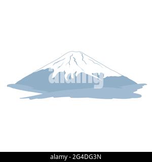 Isolated blue mountain with snowy peak.Mount Fuji.Japan.Stock vector illustration. Stock Vector