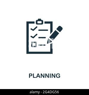 Planning icon. Monochrome simple element from personal growth collection. Creative Planning icon for web design, templates, infographics and more Stock Vector