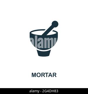 Mortar icon. Monochrome simple element from sauna collection. Creative Mortar icon for web design, templates, infographics and more Stock Vector