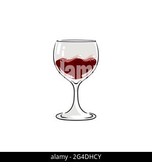 Glass of wine. Alcohol icon, symbol, logo. For the menu, bar, restaurant, wine list.Stock vector illustration isolated on white background. Stock Vector