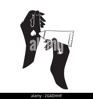 Silhouette of female hands with cream. Concept for the cosmetic industry. Black and white illustration isolated on white background. Stock vector Stock Vector