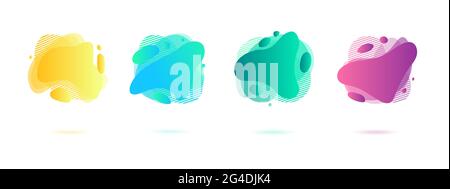 Abstract dynamic gradient graphic elements in modern style. Banners with flowing liquid shapes, amoeba forms. Vector illustration. Stock Vector