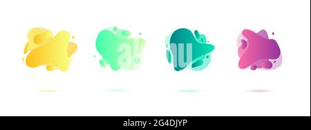 Abstract dynamic gradient graphic elements in modern style. Banners with flowing liquid shapes, amoeba forms. Vector illustration. Stock Vector