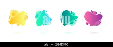Abstract dynamic gradient graphic elements in modern style. Banners with flowing liquid shapes, amoeba forms. Vector illustration. Stock Vector