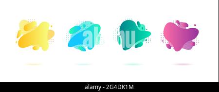 Abstract dynamic gradient graphic elements in modern style. Banners with flowing liquid shapes, amoeba forms. Vector illustration. Stock Vector