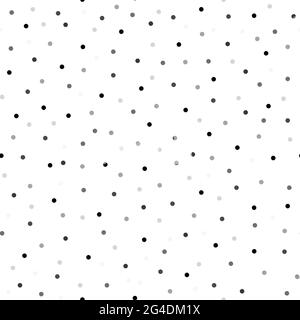 Seamless vector polka dot pattern. Black, gray dots isolated on white background. Monochrome image with random hand-drawn points. Neutral illustration Stock Vector