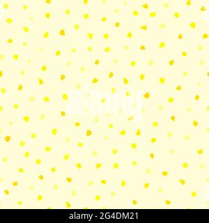 Seamless watercolor vector pattern. Yellow hand-drawn Brush strokes circles on pastel background. Polka dot Vector watercolor stock illustration for w Stock Vector