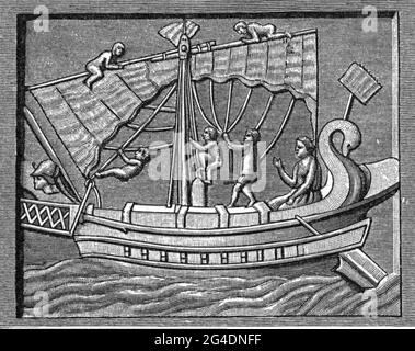 transport / transportation, navigation, ancient world, Roman Empire, merchant ship, ARTIST'S COPYRIGHT HAS NOT TO BE CLEARED Stock Photo