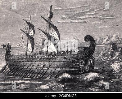 transport / transportation, navigation, ancient world, Roman Empire, trireme, ARTIST'S COPYRIGHT HAS NOT TO BE CLEARED Stock Photo