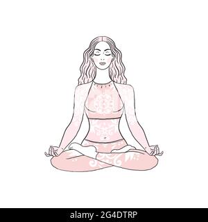 Free Vector  Cute woman meditation yoga cartoon vector icon