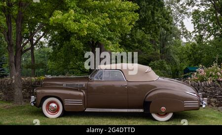 DEARBORN, MI/USA - JUNE 19, 2021: A 1941 Cadillac Series 62 car at the The Henry Ford (THF) Motor Muster, held at Greenfield Village, near Detroit, MI. Stock Photo