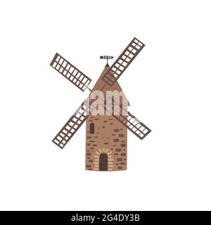 Flour mill isolated on white background. Stock Vector