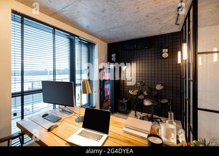 Home office and recording studio interior Stock Photo