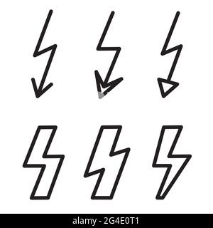 electricity lightning bolt sign set Stock Vector