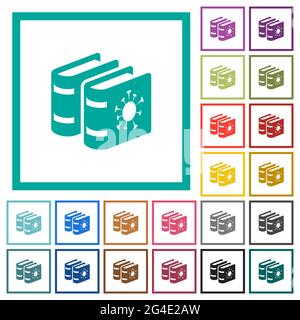 Covid documentation flat color icons with quadrant frames on white ...