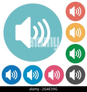 Volume flat white icons on round color backgrounds Stock Vector
