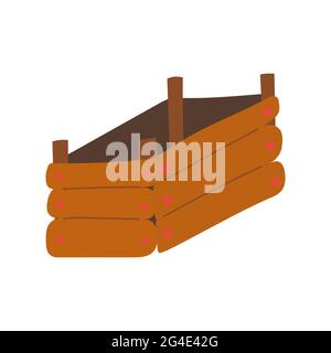 Wooden basket Vector illustration in Flat style Stock Vector