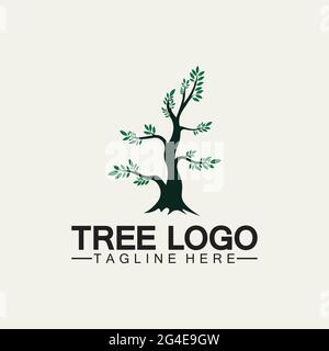 Tree logo icon vector illustration design.Vector silhouette of a tree templates of tree logo and roots  tree of life design illustration Stock Vector