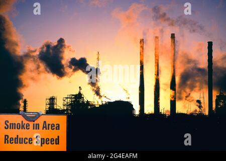 Emmissions from a Petrochemical works at Seal Sands on Teeside, UK. Stock Photo