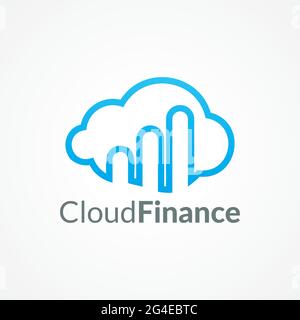 Cloud Finance Logo Design Concept for Investment Company, Creative Business Consultant or etc. Light Blue as Color Identity with White Background. Stock Vector