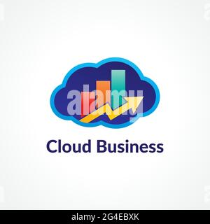 Colorful Cloud Business Logo Design Concept for Investment Company, Creative Leadership, Finance Consultant or etc. Red Orange Gradient, Yellow Blue Stock Vector