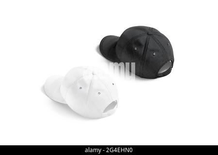 Blank black and white baseball cap mockup, back view Stock Photo