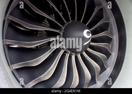 Close-Up of an Engine of An Airplane Stock Photo