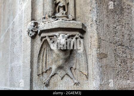 Bat Relief on Bratislava Town Hall Stock Photo