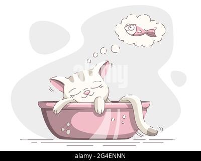 Little Cat Is Sleeping Stock Vector